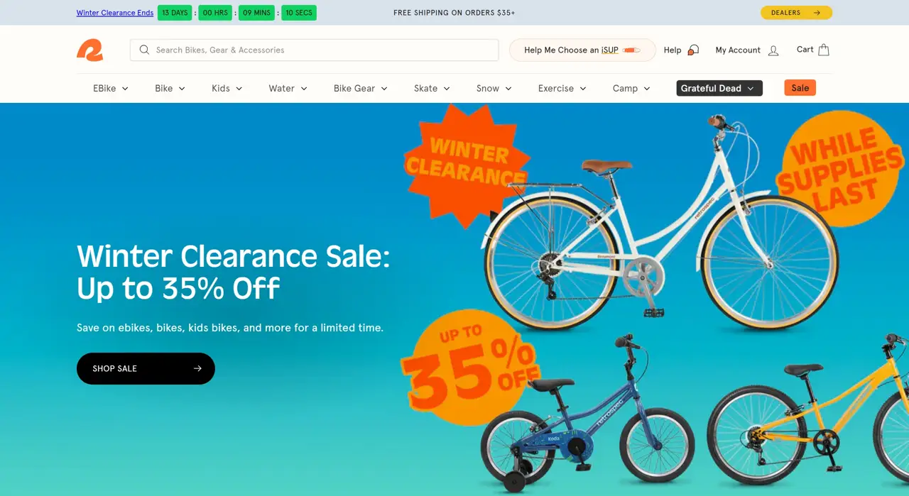 Секция «Первый экран» с сайта https://retrospec.com/, тематика — Интернет-магазин, цвета — Серый, Синий, стиль — Плоский, типографика — Без засечек