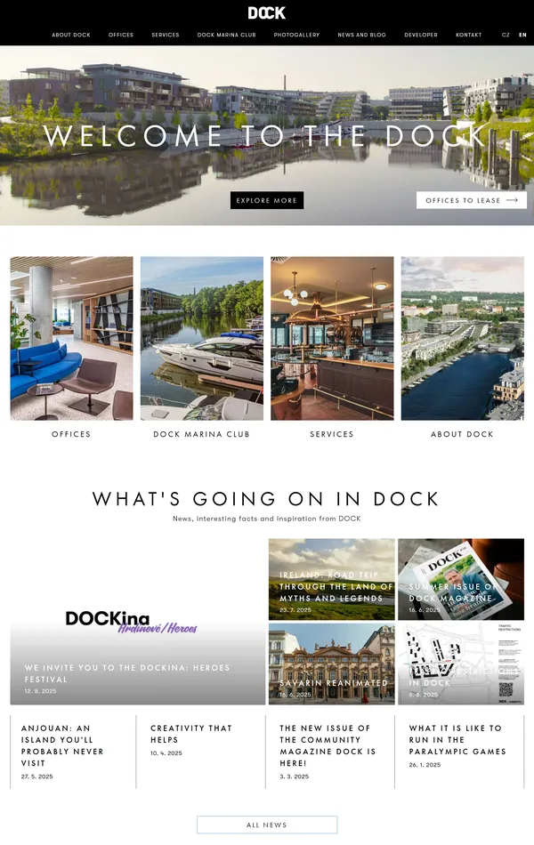 Главная DOCK, тематика — Недвижимость, цвета — Белый, Серый, стиль — Корпоративный, типографика — Без засечек