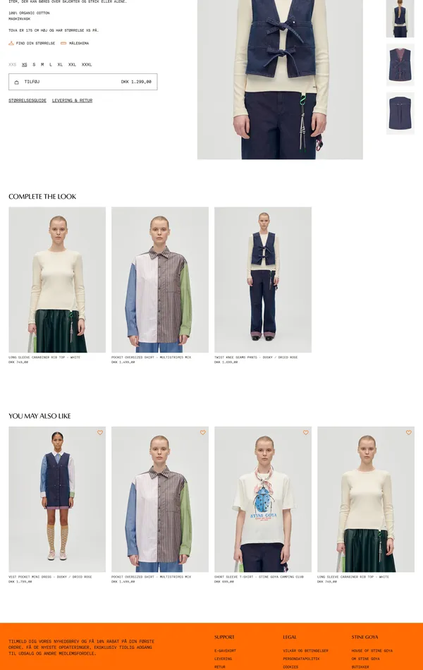 Продукт Stine Goya, тематика — Интернет-магазин, Одежда, цвета — Белый, Оранжевый, стиль — Корпоративный, Минимализм, типографика — Без засечек