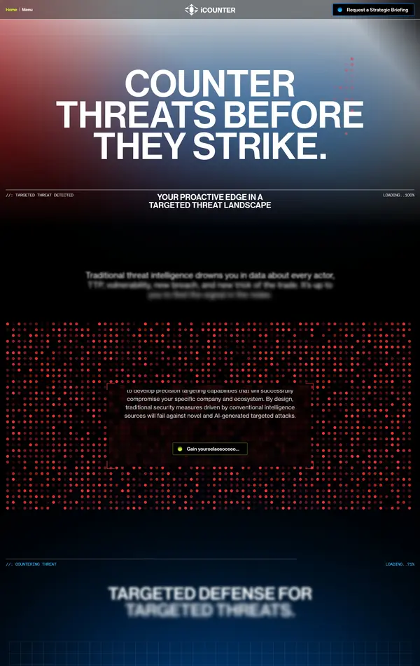 Главная iCOUNTER, тематика — IT и программное обеспечение, цвета — Черный, Серый, стиль — Корпоративный, Полигональный, типографика — Без засечек