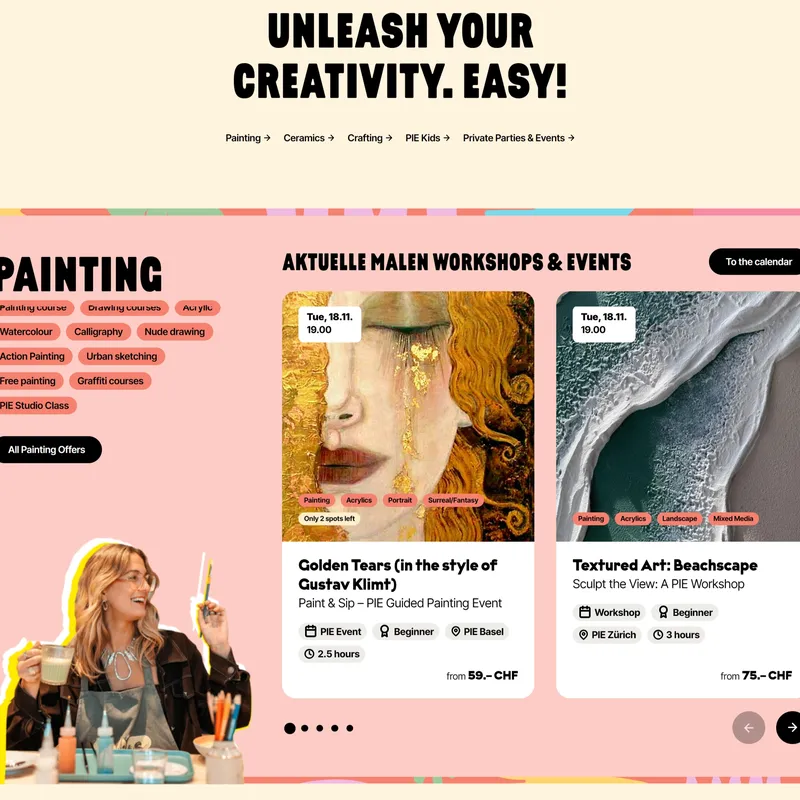 Секция «Услуги» с сайта https://paintiteasy.ch/en/, тематика — Мероприятия, Искусство, цвета — Белый, Серый, стиль — Брутализм, типографика — Без засечек, Декоративные