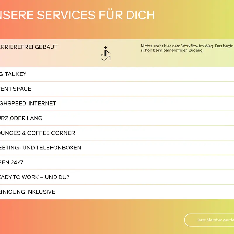 Секция «Услуги» с сайта orbiz-flex-office, тематика — Бизнес и профессиональные услуги, цвета — Белый, Желтый, Розовый, стиль — Минимализм, типографика — Без засечек
