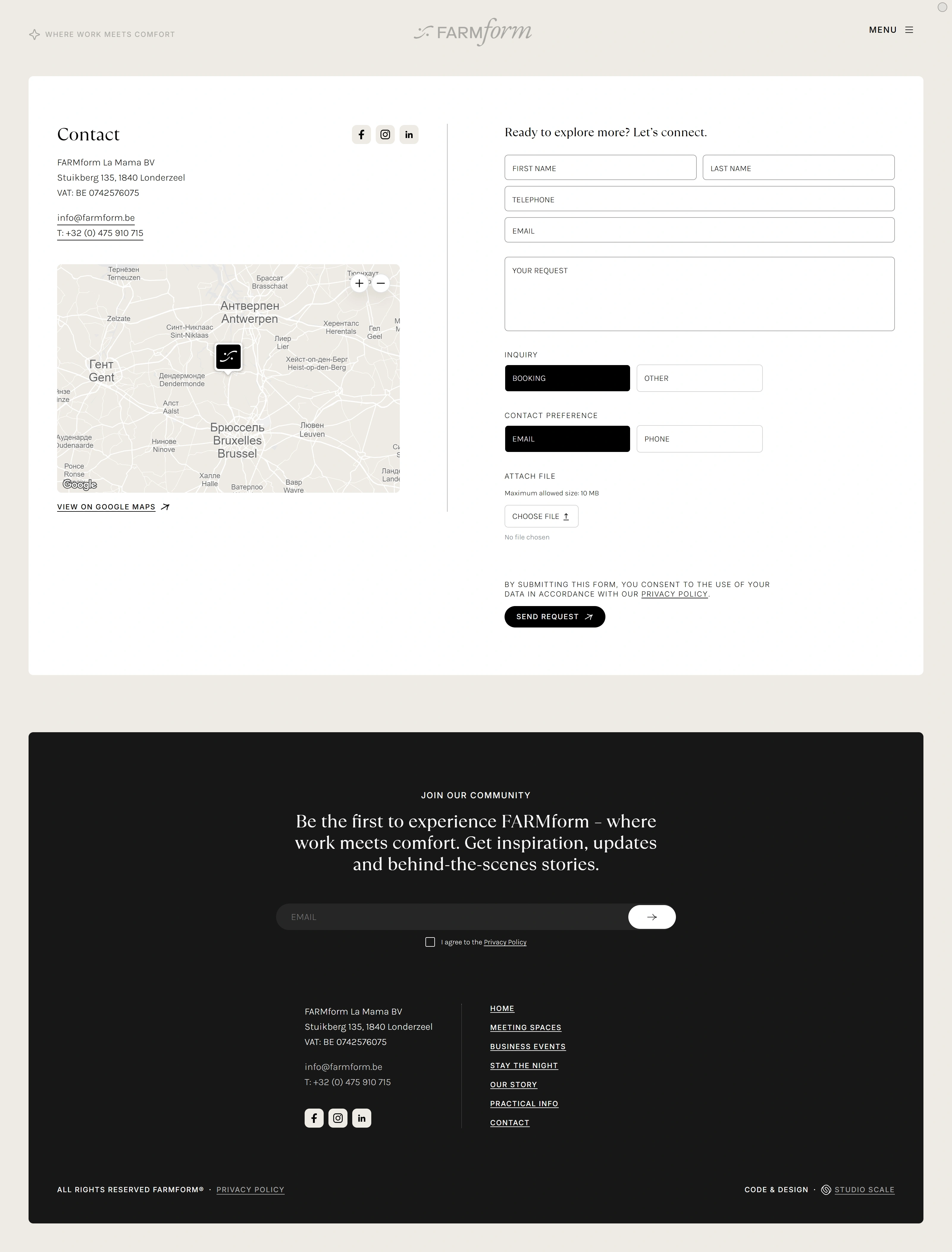 FARMform Контакты FARMform, тематика — Бизнес и профессиональные услуги, цвета — Белый, Черный, стиль — Корпоративный, Минимализм, типографика — Без засечек