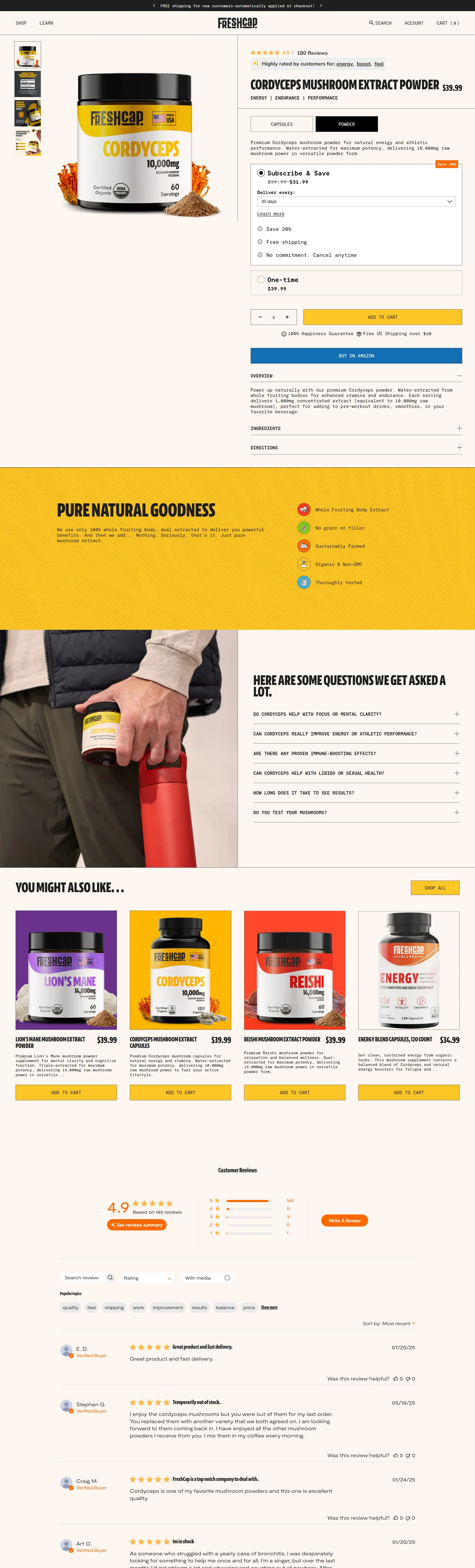 FreshCap Продукт FreshCap, тематика — Интернет-магазин, Здоровье и фитнес, цвета — Белый, стиль — Корпоративный, типографика — Без засечек