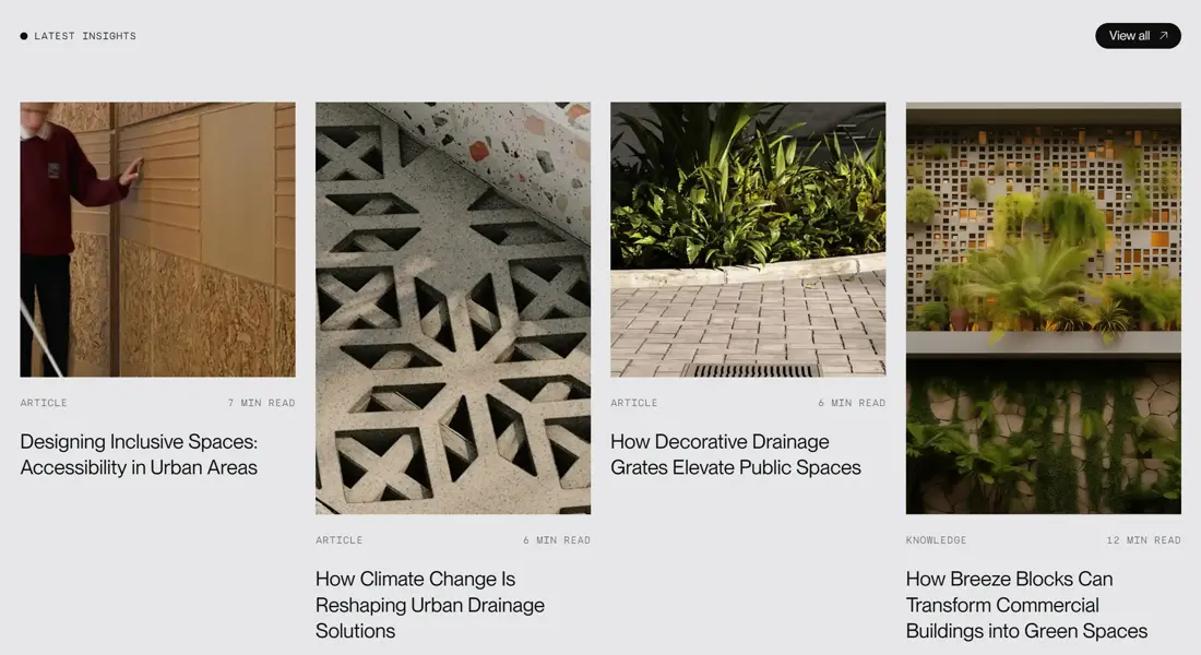 Секция «Новости» с сайта https://www.jonite.com/, тематика — Дизайн, цвета — Белый, Черный, Серый, Коричневый, стиль — Минимализм, типографика — Без засечек