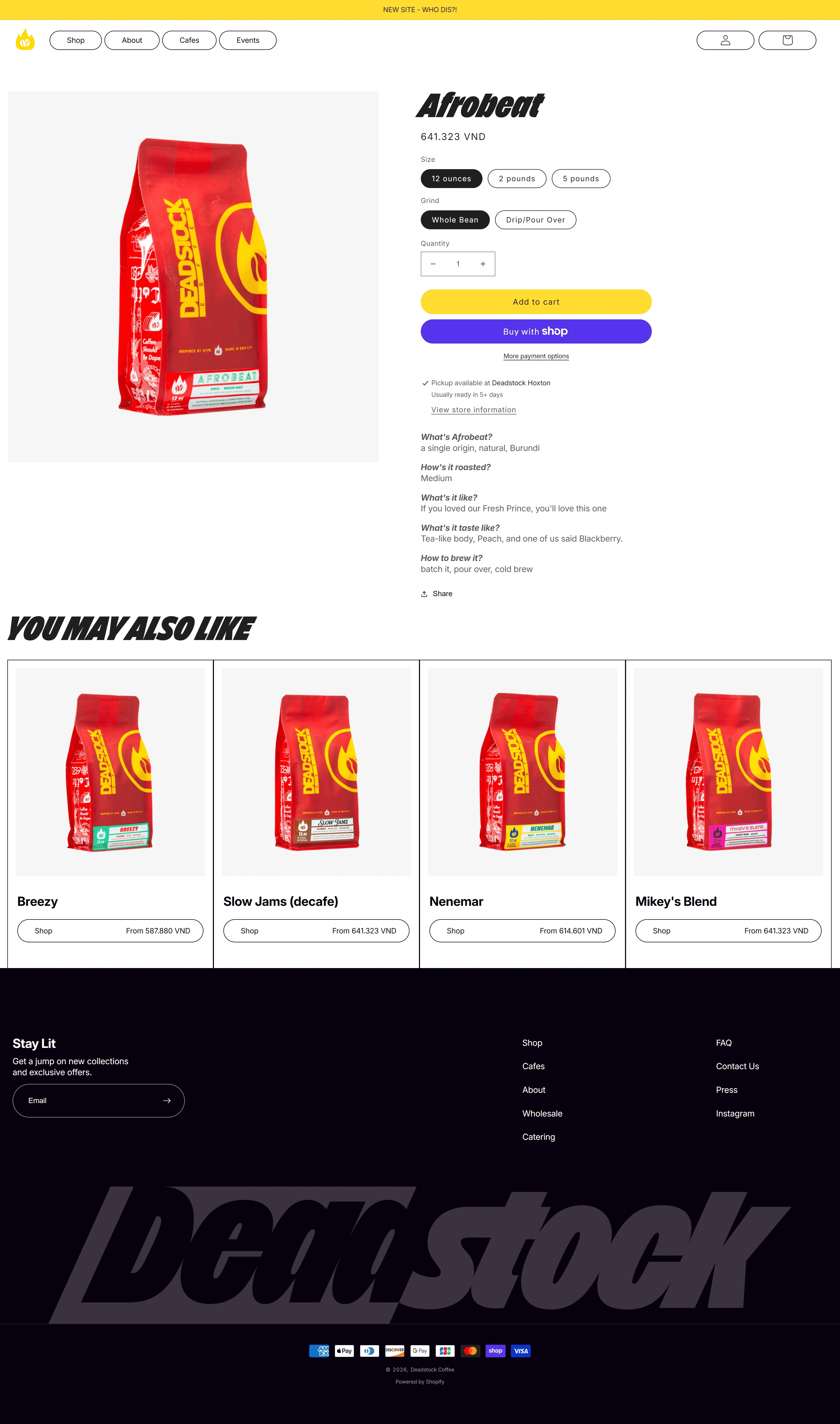 Deadstock Coffee Продукт Deadstock Coffee, тематика — Еда и напитки, цвета — Белый, Черный, стиль — Минимализм, типографика — Без засечек, Декоративные
