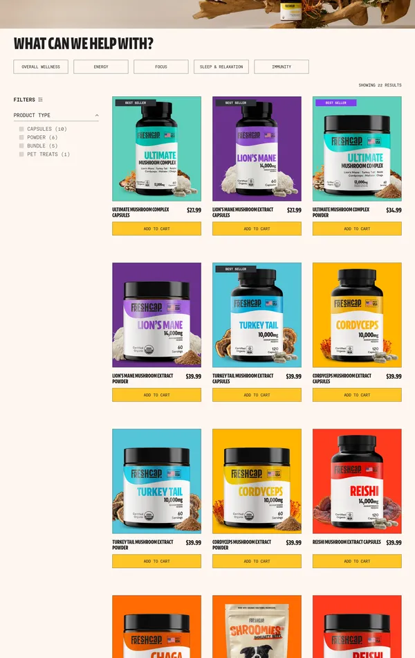 Каталог FreshCap, тематика — Интернет-магазин, цвета — Белый, Серый, стиль — Брутализм, типографика — Без засечек