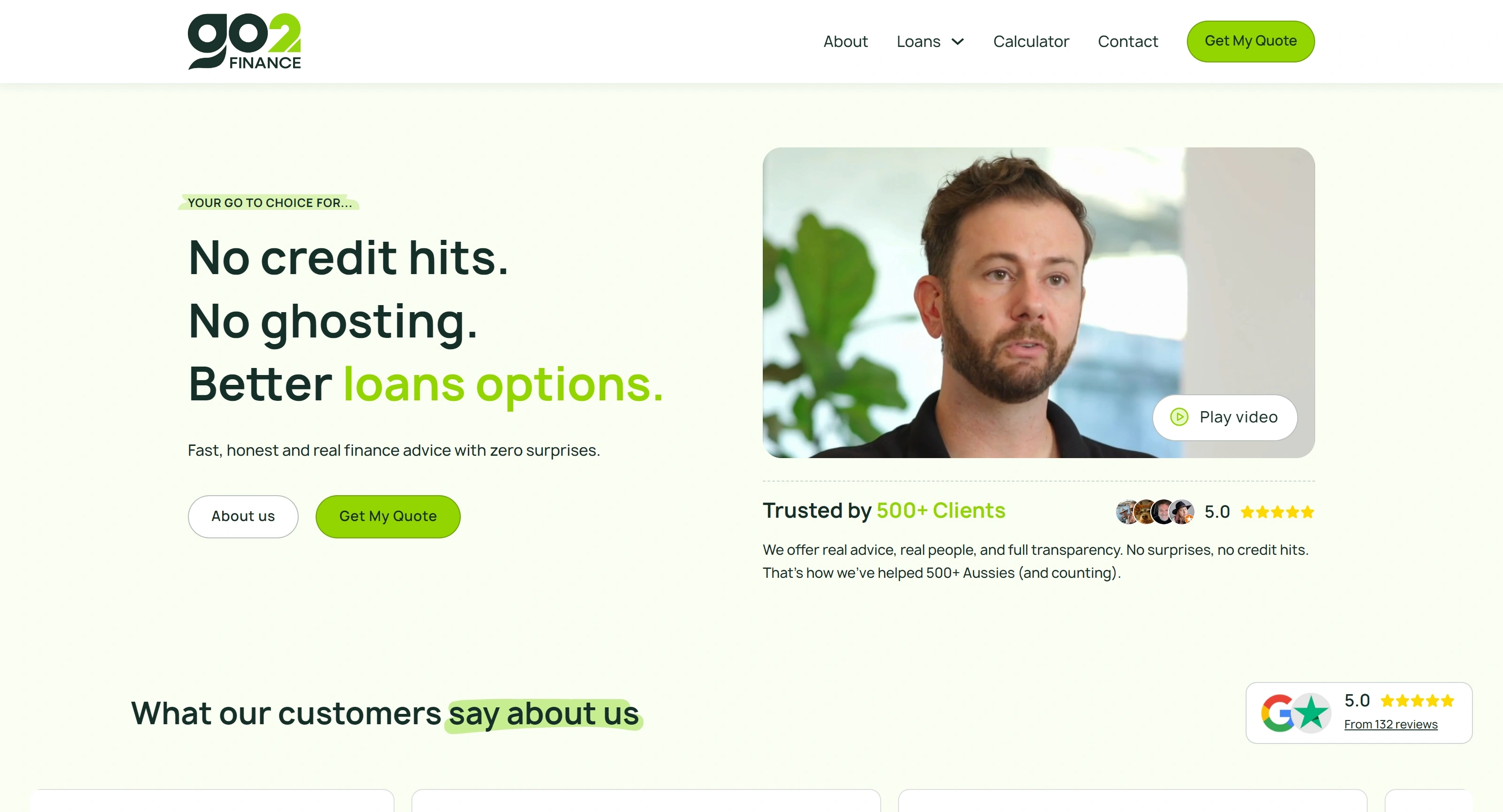 GO2 Finance Секция «Первый экран» с сайта https://go2finance.au/, тематика — Финансы, цвета — Белый, стиль — Корпоративный, Минимализм, типографика — Без засечек