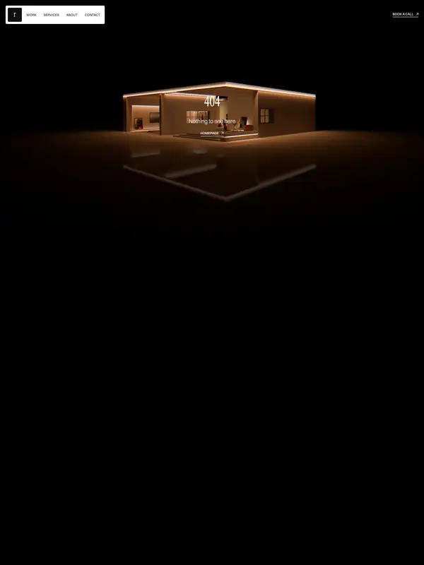 404-страница Rhumb Studio, тематика — Дизайн, цвета — Черный, стиль — Минимализм, типографика — Без засечек