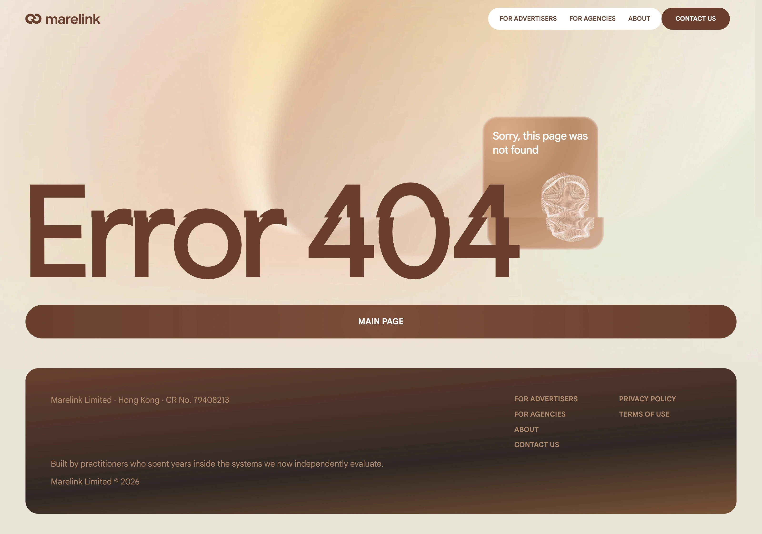 Marelink 404-страница Marelink, тематика — Маркетинг, цвета — Белый, Черный, Серый, стиль — Корпоративный, Минимализм, типографика — Без засечек, Декоративные