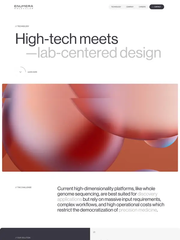 Продукт Enumera Molecular, тематика — Другое, цвета — Белый, Черный, Серый, стиль — Корпоративный, Минимализм, типографика — Без засечек, Декоративные