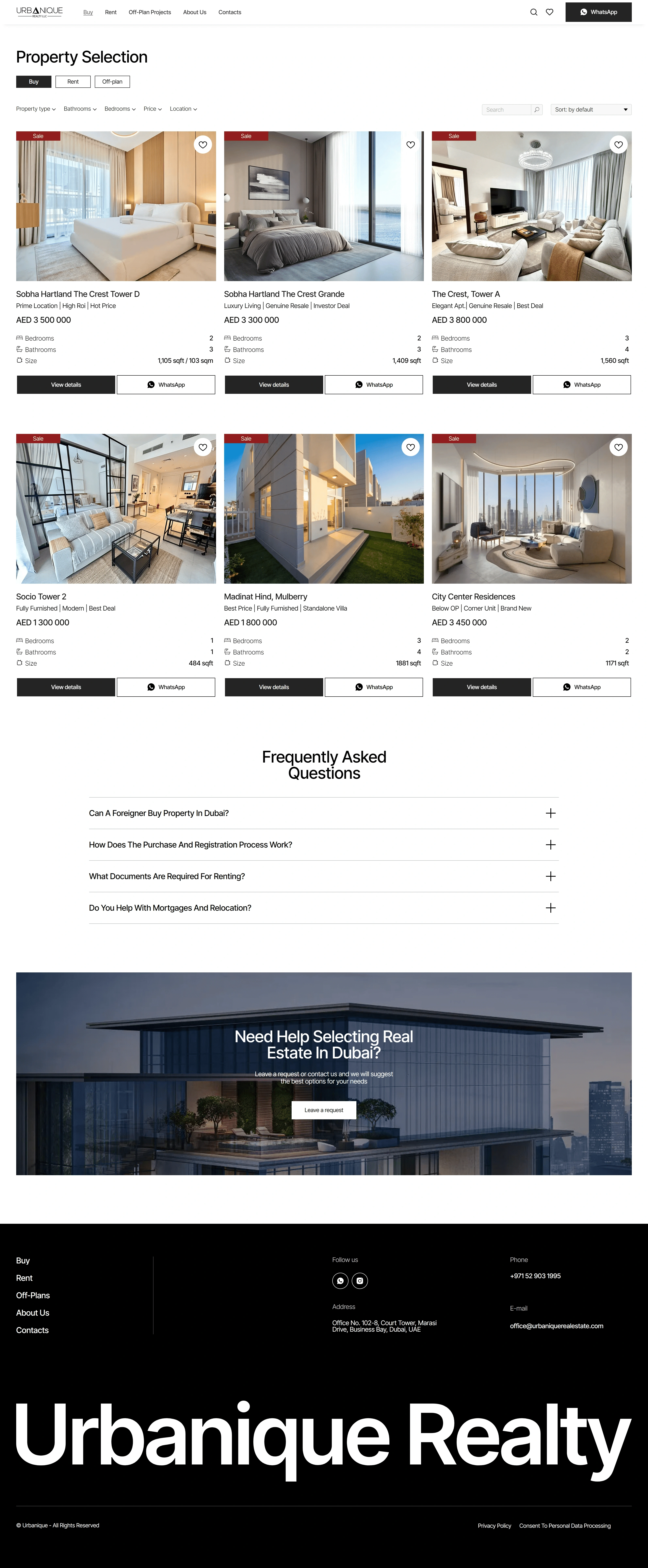 Urbanique Realty Каталог Urbanique Realty, тематика — Недвижимость, цвета — Белый, Черный, Серый, стиль — Корпоративный, Минимализм, типографика — Без засечек