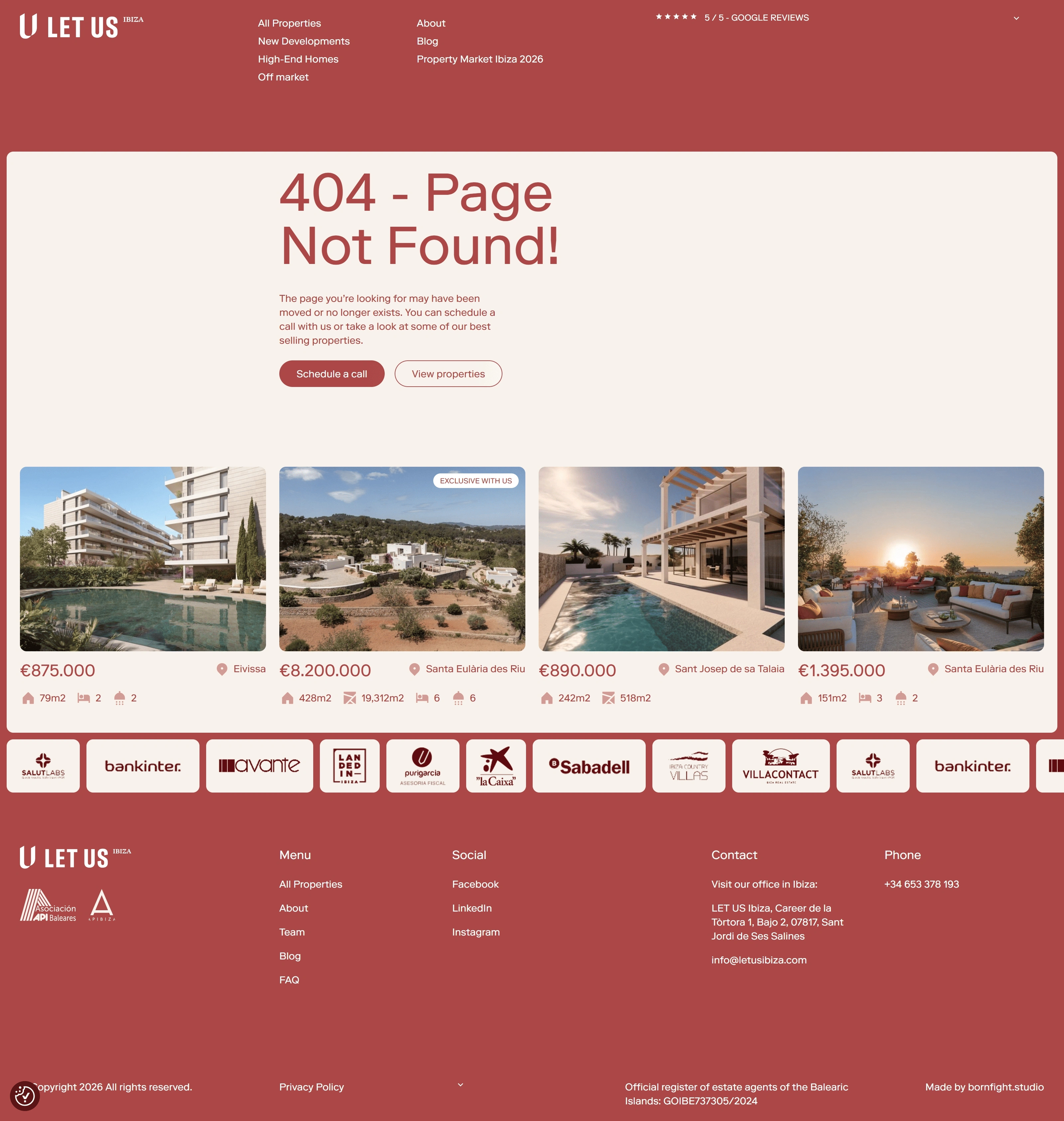 Let Us Ibiza 404-страница Let Us Ibiza, тематика — Мероприятия, цвета — Белый, Серый, Красный, стиль — Корпоративный, Карточный, Минимализм, типографика — Без засечек