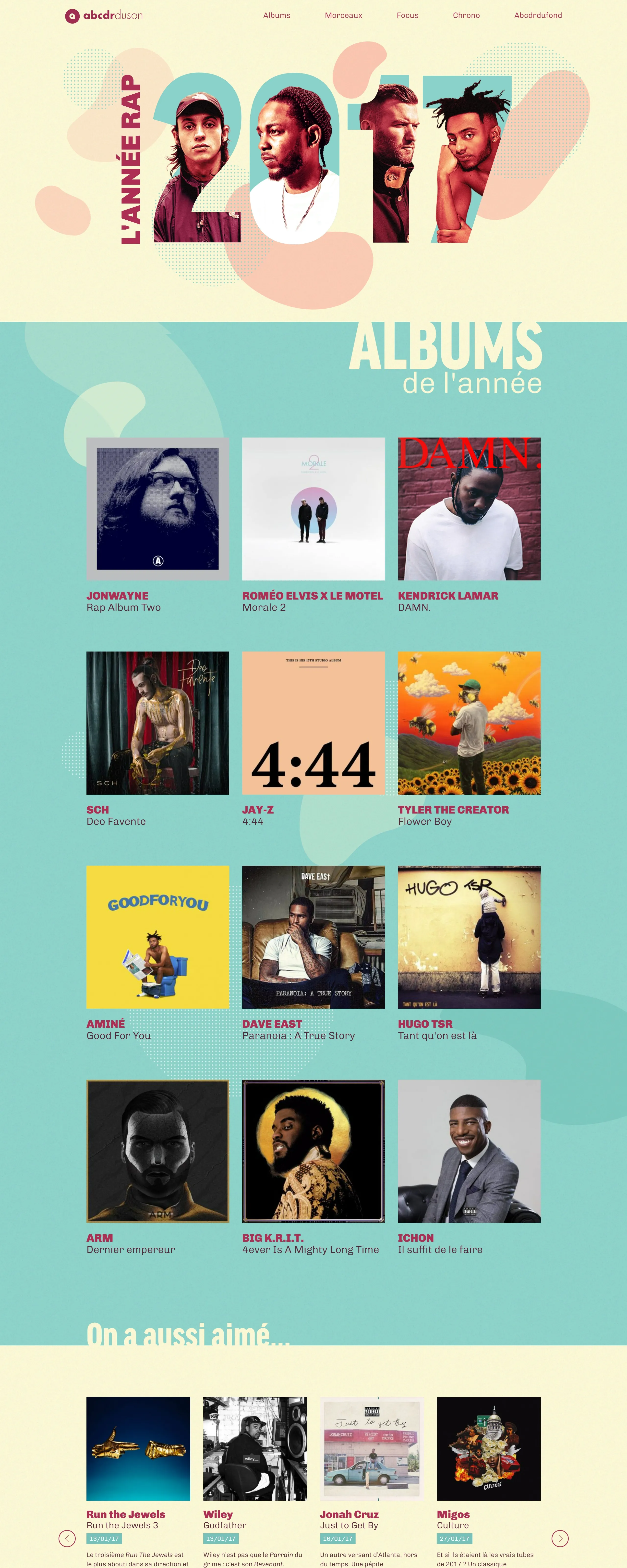 Abcdr du Son Лендинг Abcdr du Son, тематика — Музыка, цвета — Белый, Серый, стиль — Фестивальный, Типографика, типографика — Без засечек, Декоративные