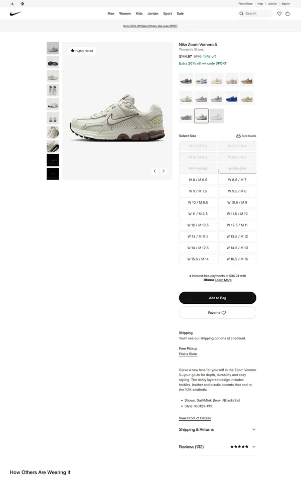 Продукт Nike, тематика — Интернет-магазин, цвета — Белый, стиль — Корпоративный, типографика — Без засечек