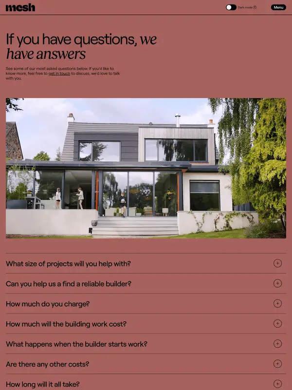База знаний Mesh Architects, тематика — Дизайн, цвета — Черный, Серый, стиль — Минимализм, типографика — Без засечек
