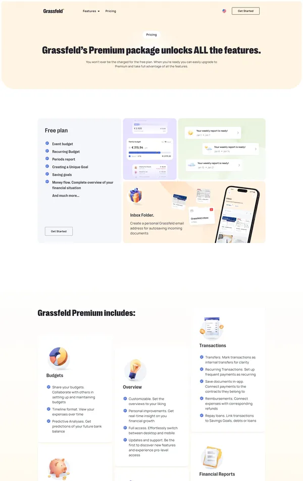 Каталог Grassfeld, тематика — Финансы, цвета — Белый, стиль — Корпоративный, типографика — Без засечек