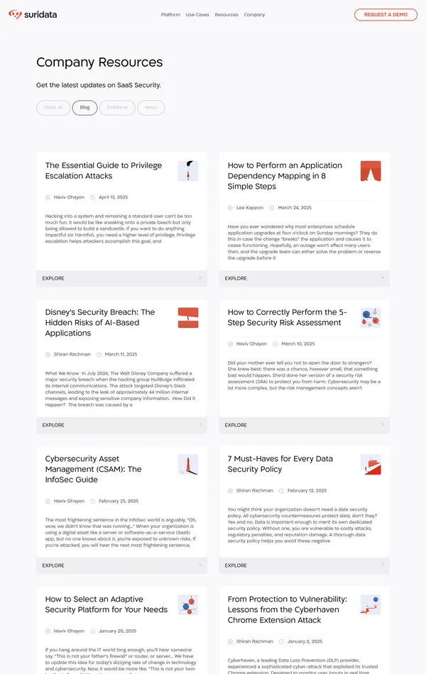 Блог Suridata, тематика — SaaS, цвета — Белый, стиль — Корпоративный, Минимализм, типографика — Без засечек