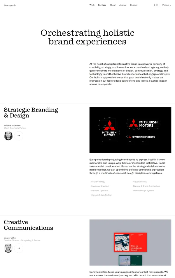 Услуги Kontrapunkt, тематика — Агентство , цвета — Белый, стиль — Корпоративный, Минимализм, типографика — С засечками, Без засечек