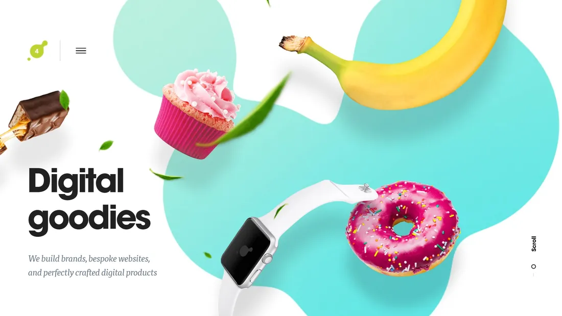 Секция «Первый экран» с сайта https://www.art4web.co/, тематика — Дизайн, цвета — Белый, Серый, стиль — Фестивальный, Типографика, типографика — Без засечек