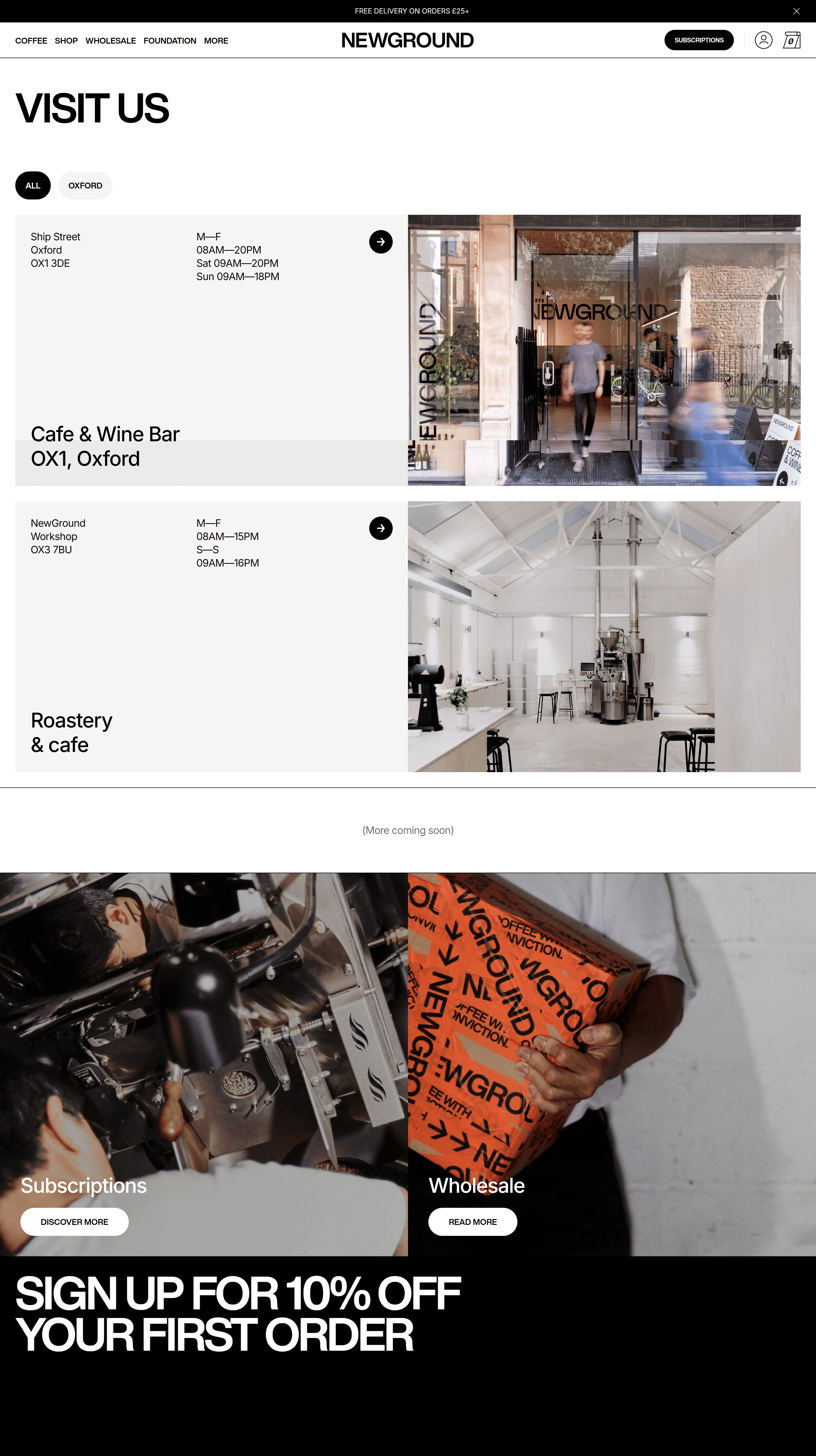 NewGround Coffee Контакты NewGround Coffee, тематика — Еда и напитки, цвета — Белый, Черный, Серый, стиль — Карточный, Минимализм, типографика — Без засечек