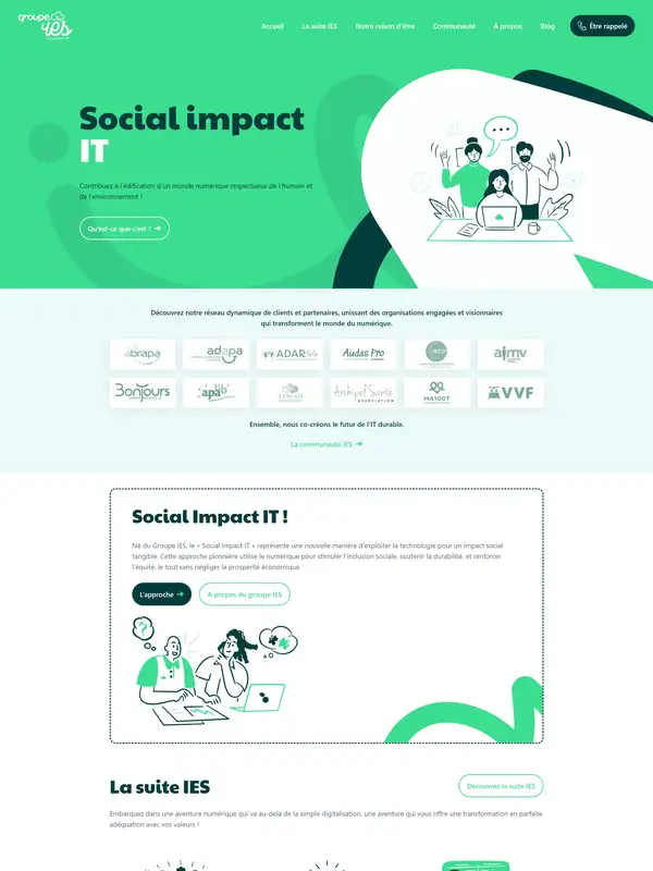 Главная Groupe IES, тематика — Другое, цвета — Белый, Черный, Зеленый, стиль — Плоский, Корпоративный, Минимализм, типографика — Без засечек