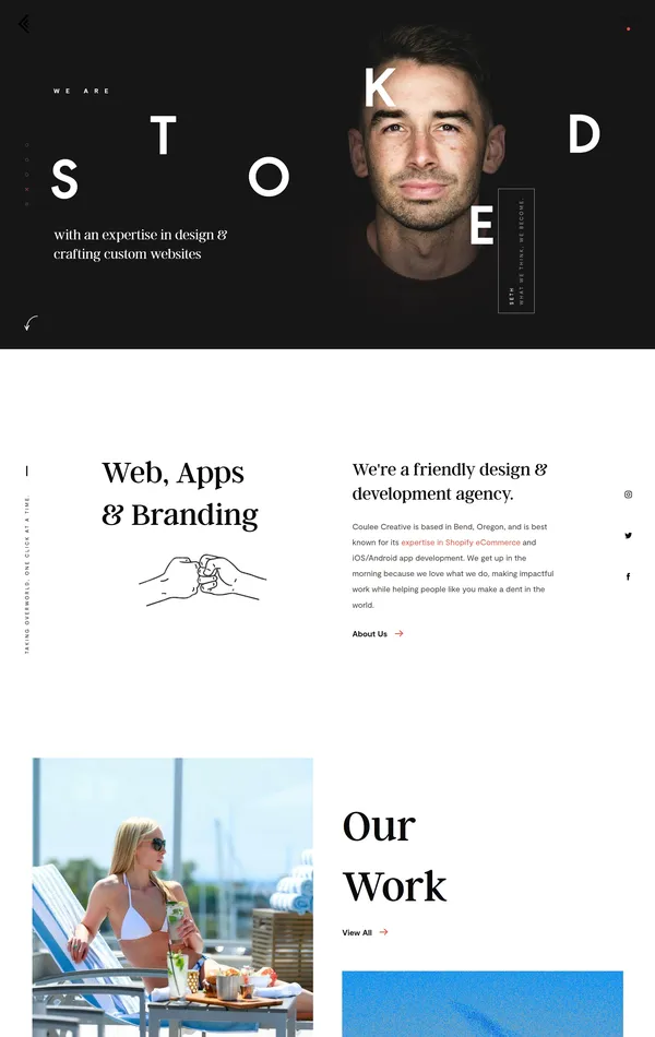 Главная Coulee Creative, тематика — Дизайн, цвета — Белый, Черный, Серый, стиль — Минимализм, Типографика, типографика — С засечками, Без засечек