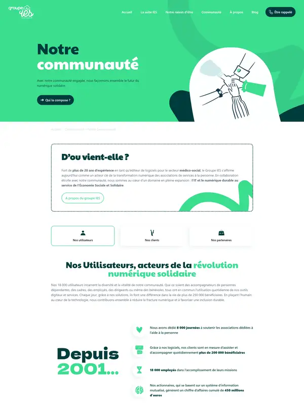 Многостраничный сайт Groupe IES, тематика — Другое, цвета — Белый, Зеленый, стиль — Плоский, Корпоративный, Минимализм, типографика — Без засечек