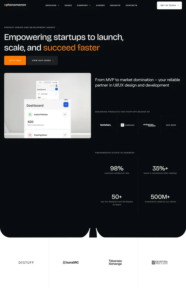 Главная Phenomenon, тематика — Дизайн, IT и программное обеспечение, цвета — Белый, Черный, стиль — Корпоративный, Минимализм, типографика — Без засечек