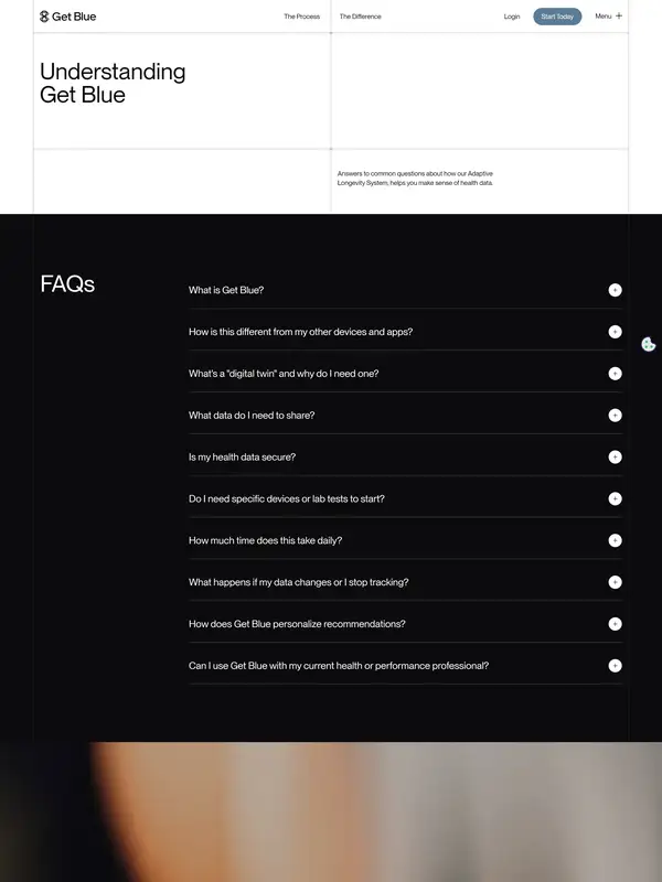 База знаний Get Blue, тематика — Здоровье и фитнес, цвета — Черный, Серый, стиль — Минимализм, типографика — Без засечек