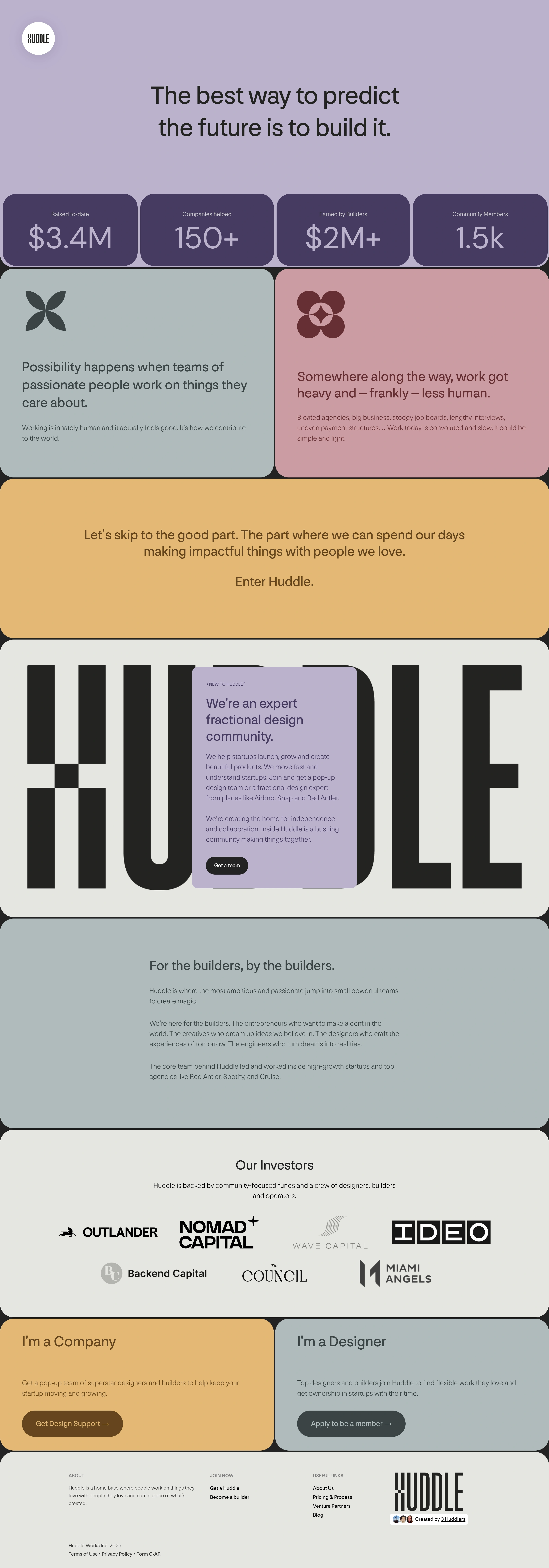 Huddle Страница о компании Huddle, тематика — SaaS, цвета — Белый, Серый, Желтый, стиль — Корпоративный, Карточный, Минимализм, типографика — Без засечек, Декоративные