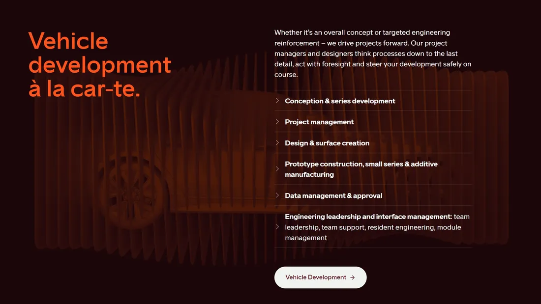 Секция «Услуги» с сайта https://www.serienreif.com/en/startseite-en/, тематика — Производство, цвета — Черный, стиль — Корпоративный, типографика — Без засечек