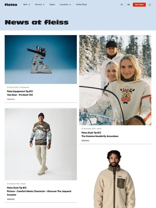 Новости Sport Fleiss, тематика — Интернет-магазин, цвета — Белый, Серый, стиль — Карточный, Минимализм, типографика — Без засечек