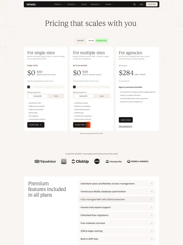 Услуги Kinsta, тематика — SaaS, цвета — Белый, стиль — Корпоративный, Минимализм, типографика — Без засечек