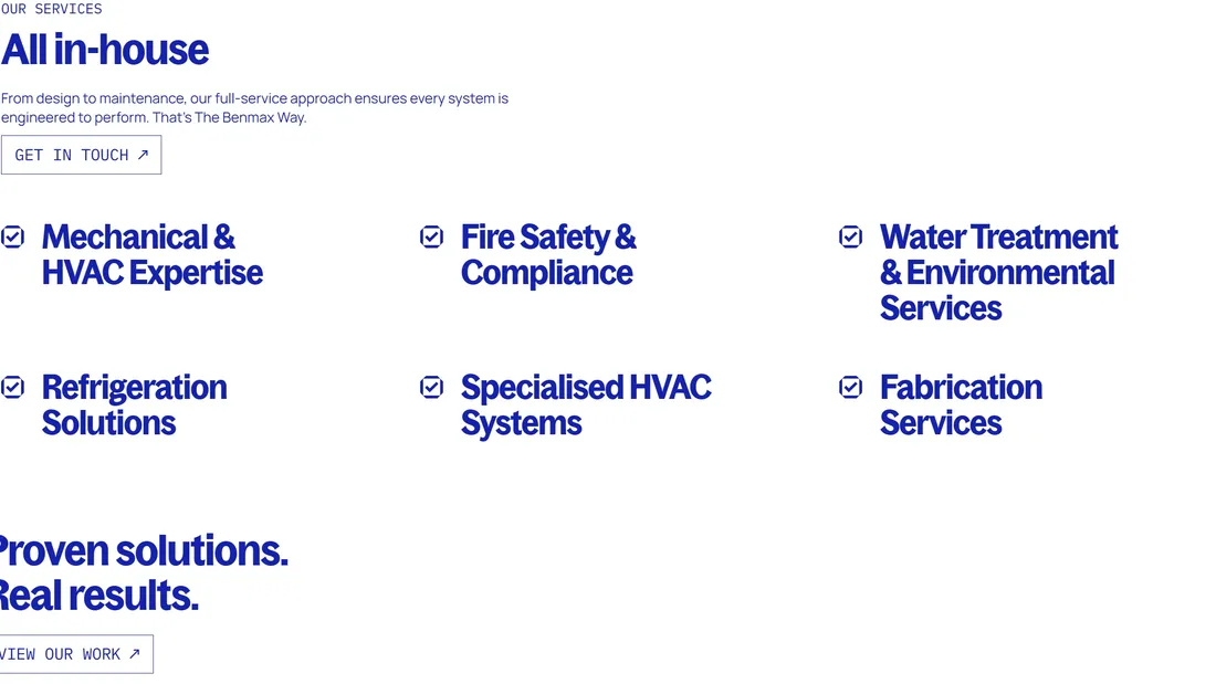 Секция «Услуги» с сайта https://benmax.com.au/, тематика — Бизнес и профессиональные услуги, цвета — Белый, стиль — Корпоративный, типографика — Без засечек