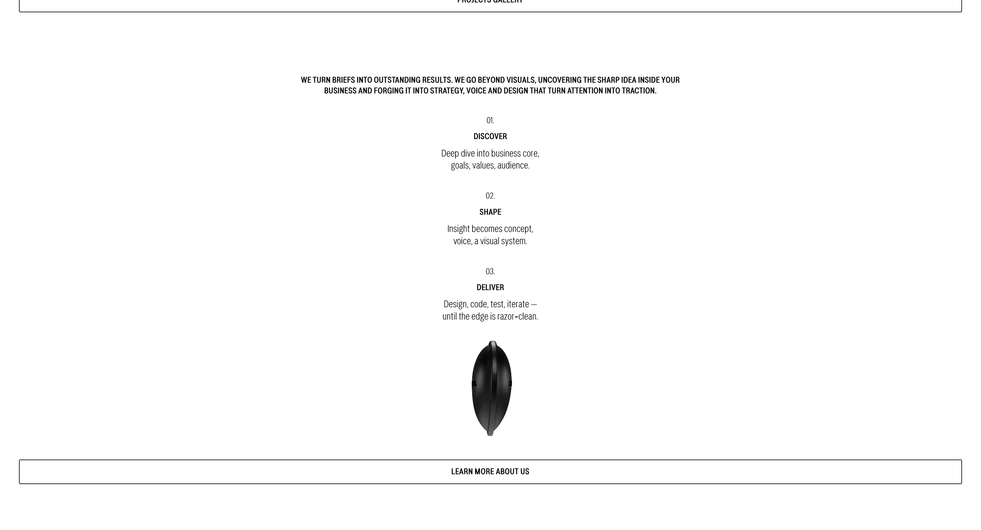 Butcher.studio Секция «Этапы» с сайта https://www.butcher.studio/, тематика — Дизайн, цвета — Белый, стиль — Минимализм, типографика — Без засечек