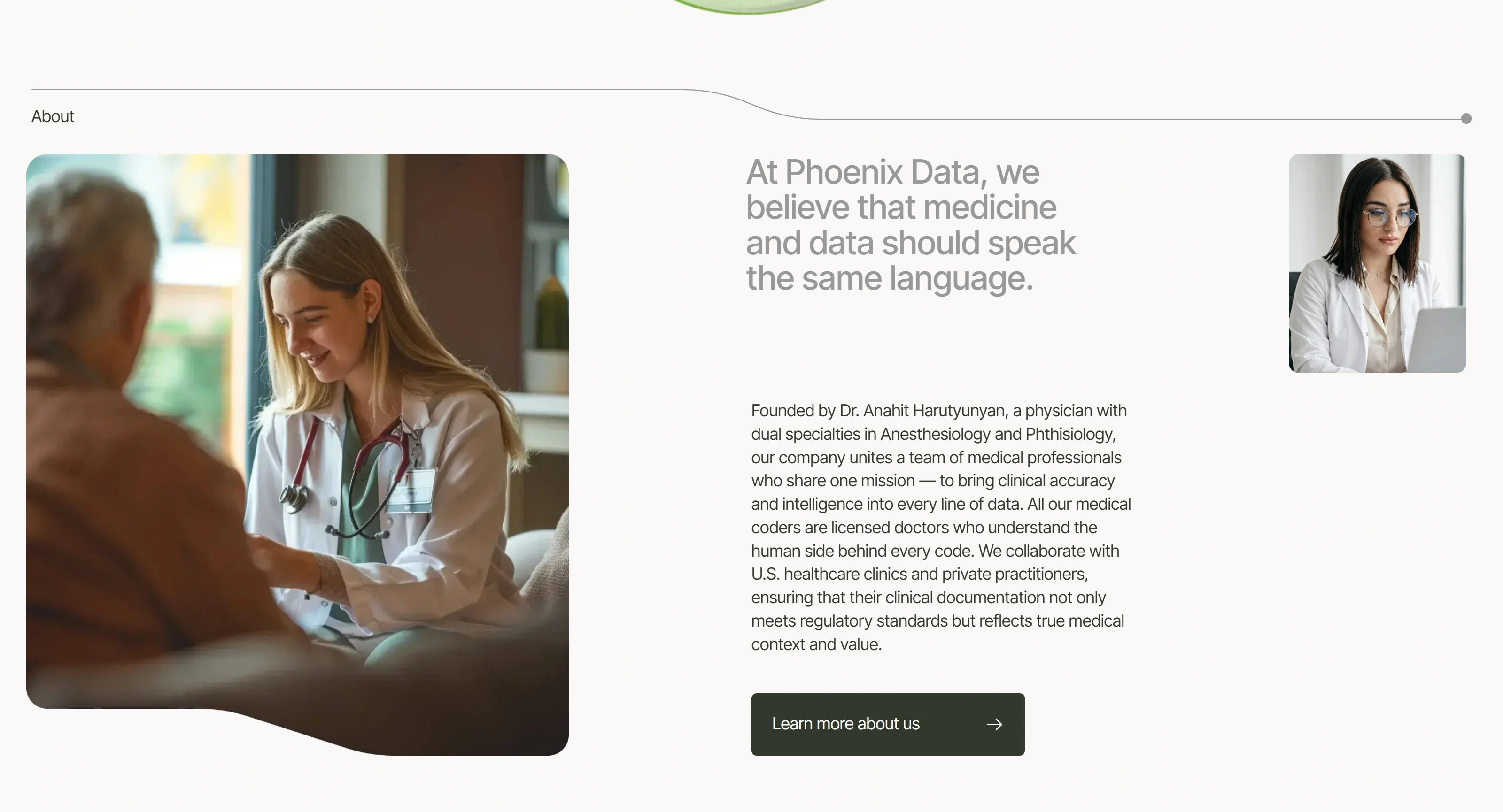 Phoenix Data Секция «О компании» с сайта https://www.phoenixdata.am/, тематика — Бизнес и профессиональные услуги, цвета — Белый, Черный, Серый, стиль — Корпоративный, Минимализм, типографика — Без засечек