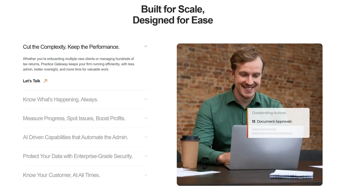 Секция «Преимущества» с сайта https://practicegateway.com/, тематика — Бизнес и профессиональные услуги, SaaS, цвета — Белый, Серый, стиль — Корпоративный, Минимализм, типографика — Без засечек