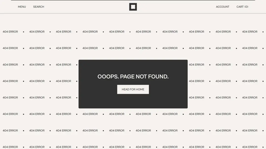 404-страница Paris Tile, тематика — Интернет-магазин, цвета — Белый, Черный, стиль — Минимализм, типографика — Без засечек