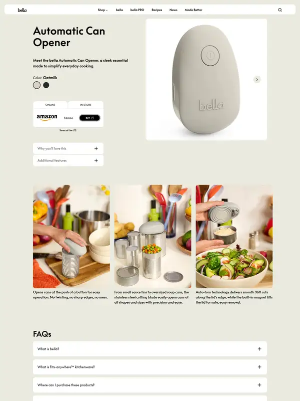 Продукт bella, тематика — Интернет-магазин, цвета — Белый, стиль — Минимализм, типографика — Без засечек