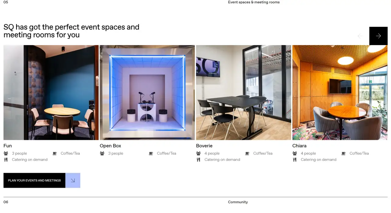 Секция «Услуги» с сайта https://silversquare.eu/en, тематика — Комьюнити, цвета — Белый, Черный, Серый, стиль — Корпоративный, Минимализм, типографика — Без засечек