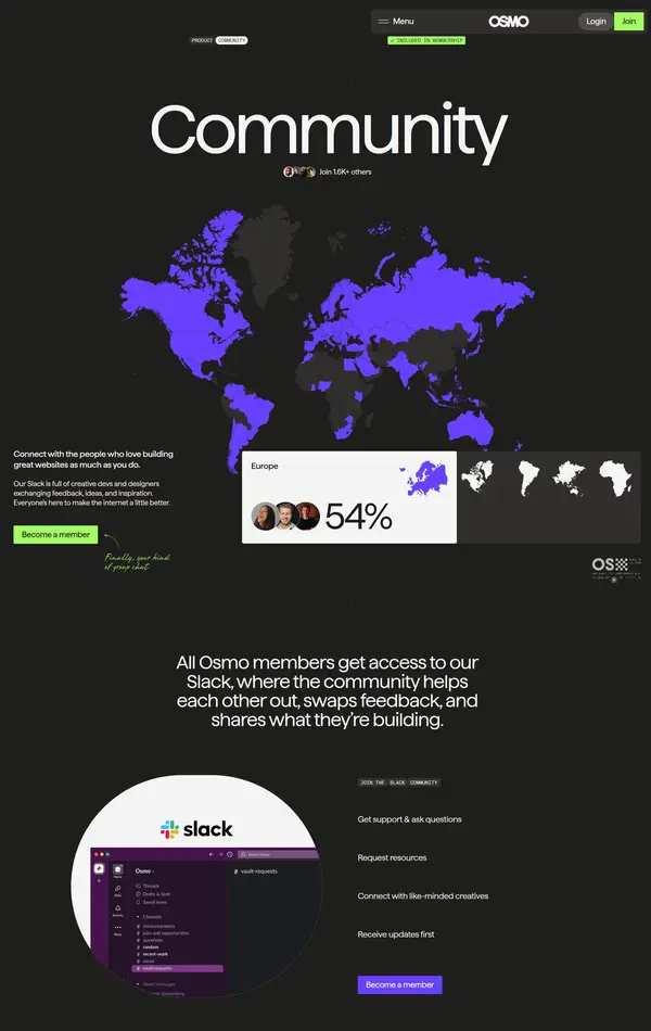 Многостраничный сайт Osmo, тематика — Комьюнити, цвета — Белый, Черный, стиль — Корпоративный, Типографика, типографика — Без засечек