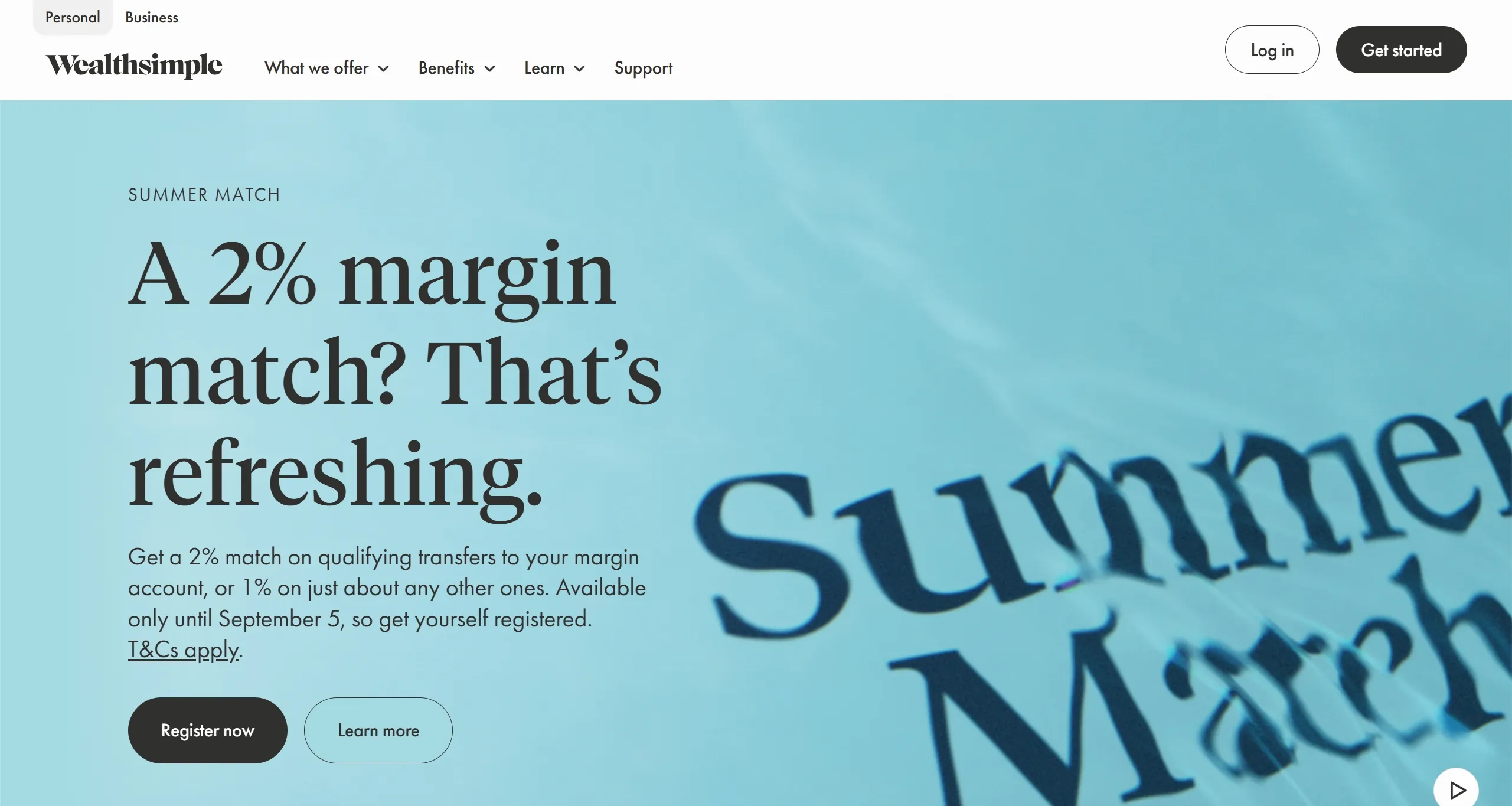 Wealthsimple Секция «Первый экран» с сайта https://www.wealthsimple.com/en-ca, тематика — Финансы, цвета — Белый, Серый, стиль — Корпоративный, Минимализм, типографика — С засечками, Без засечек