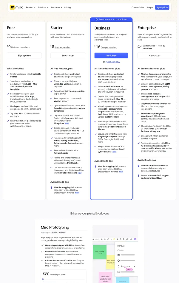 Продукт Miro, тематика — SaaS, цвета — Белый, стиль — Корпоративный, типографика — Без засечек