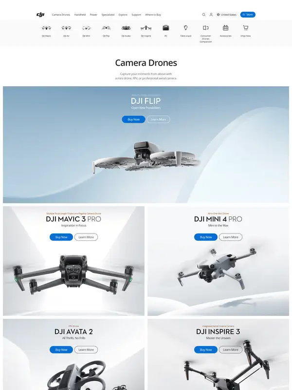 Каталог DJI, тематика — Продукт, цвета — Белый, Серый, стиль — Корпоративный, Минимализм, типографика — Без засечек