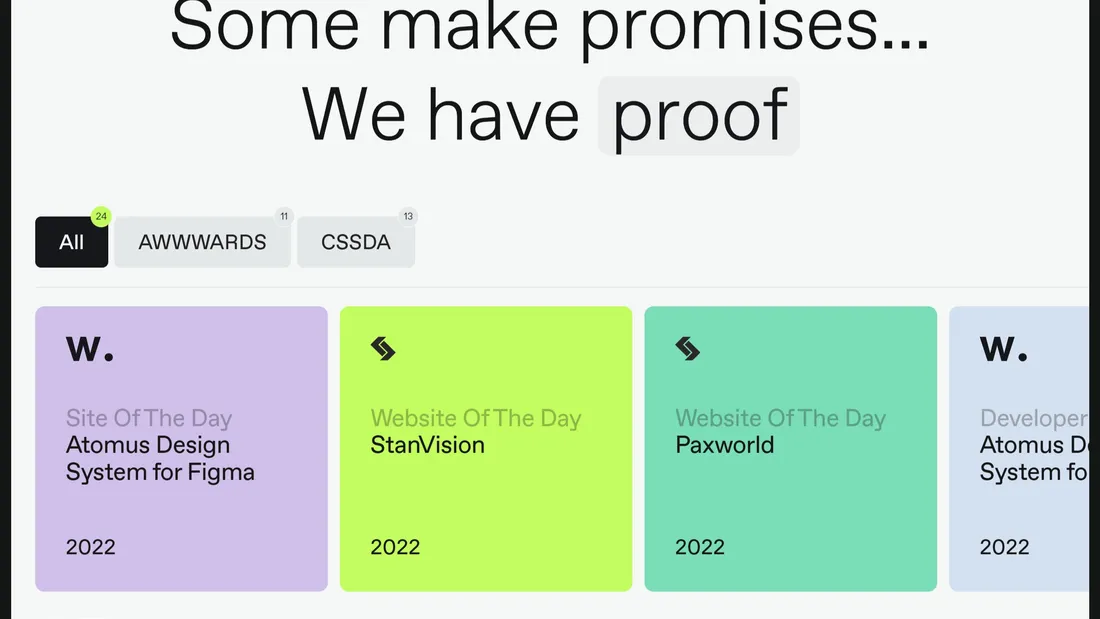 Секция «Награды» с сайта https://www.stan.vision/, тематика — Дизайн, цвета — Белый, Серый, стиль — Минимализм, типографика — Без засечек