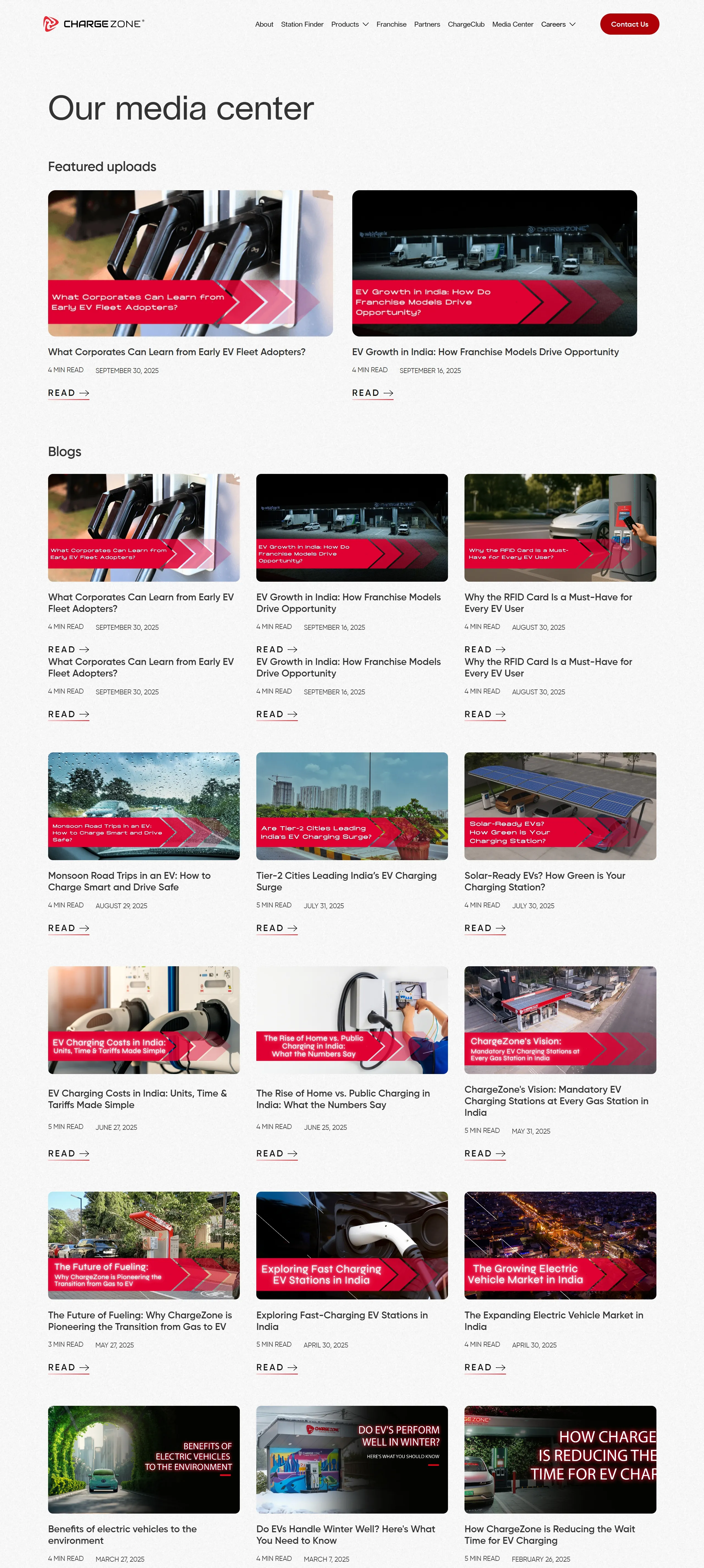 Блог ChargeZone, тематика — Медиа, цвета — Белый, Серый, стиль — Корпоративный, типографика — Без засечек