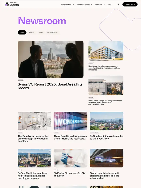 Блог Basel Area, тематика — Другое, цвета — Белый, Черный, Серый, стиль — Корпоративный, Минимализм, типографика — Без засечек, Декоративные