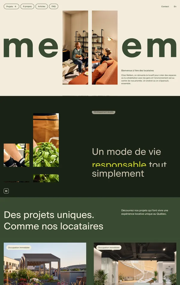 Главная Mellem, тематика — Недвижимость, цвета — Белый, Черный, Серый, Оранжевый, стиль — Корпоративный, Минимализм, типографика — Без засечек