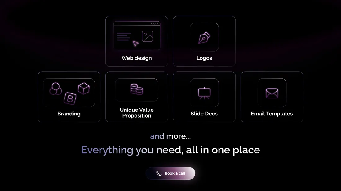 Секция «Услуги» с сайта https://launch.outflame.io/, тематика — Маркетинг, Дизайн, цвета — Черный, стиль — Минимализм, типографика — Без засечек